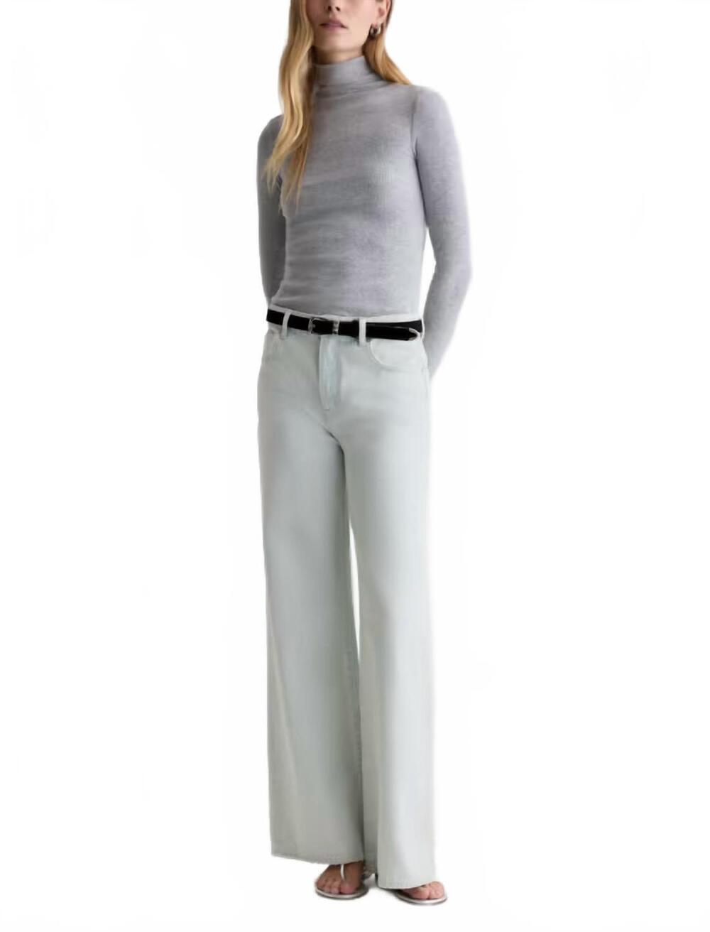 NEW AG JEANS saige mid-rise wide-leg jeans in luminance